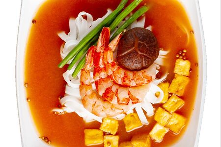 Сычуаньский суп с креветками и шиитаке