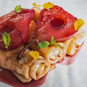 Блины с грушей и маскарпоне