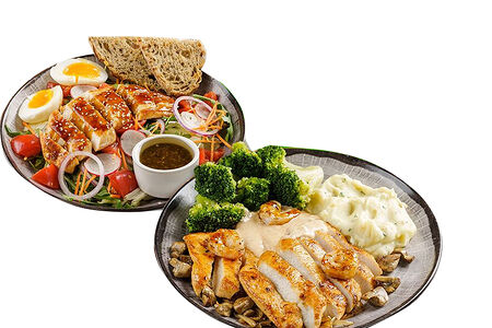 Комбо Салат в азиатском стиле с половинкой филе по-милански