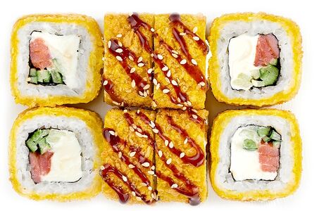 Жареный с копчёным лососем