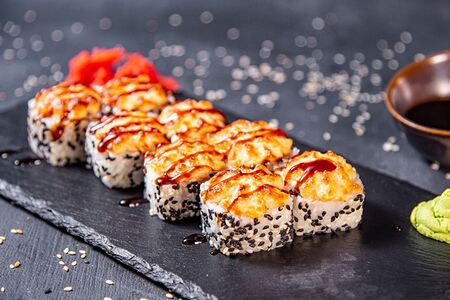 Запечённый с курицей и креветкой