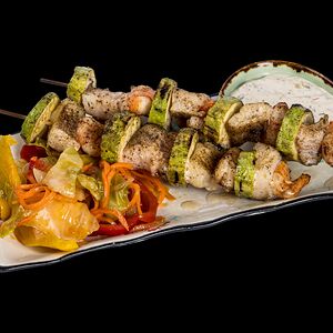 Шашлычки с креветкой и судаком