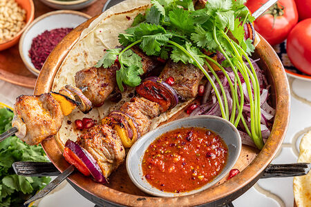 Шашлык из индейки с овощами