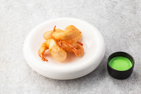 Хрустящие креветки с соусом васаби