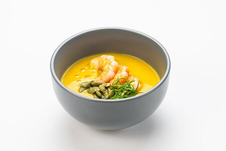 Тыквенный суп с креветками