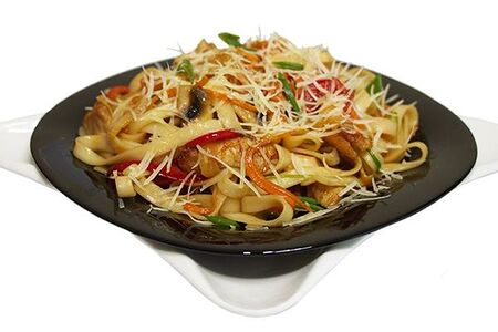 Удон Терияки с курицей и грибами