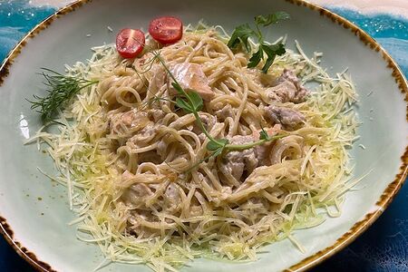 Паста Генуэзская крепость с форелью и кефалью