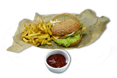 Бургер с филе птицы с картофелем фри