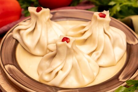 Хинкали с сыром и зеленью