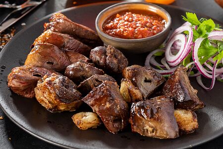 Шашлык из бараньих внутренностей