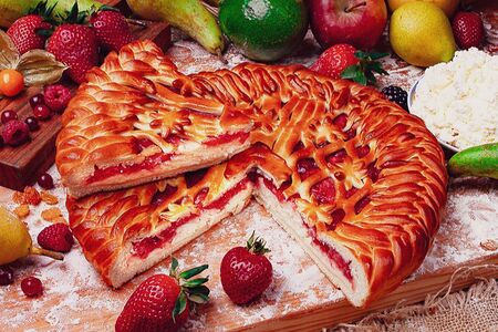 Пирог Клубника-творог