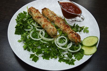 Люля-кебаб из курицы с лавашем