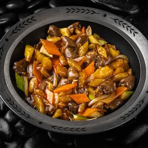 Сковорода с куриными сердечками