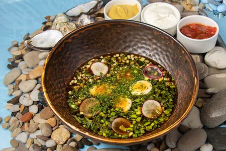 Окрошка с куриной грудкой на Вятском квасе или кефире