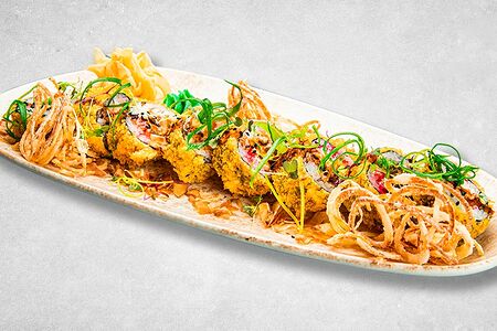 Ролл жареный с угрем и авокадо 