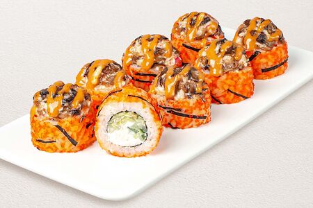 Шиитаке краб с азиатским соусом запеченный ролл