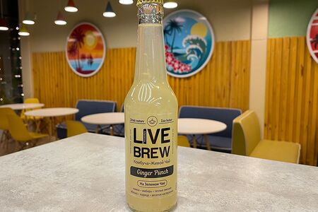 Комбуча Live Brew Ginger Punch (Лимон, яблоко, корица, имбирь, чай зеленый)
