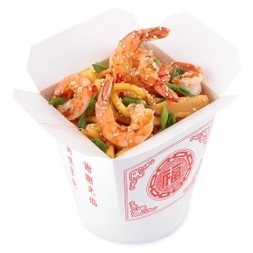 Вок с креветками в соусе терияки