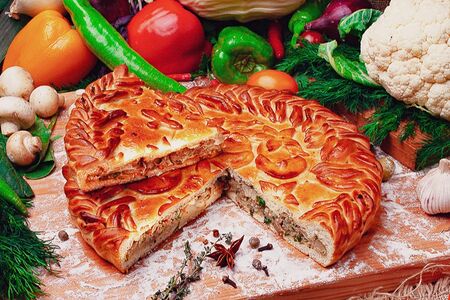 Пирог Сытный - говядина, капуста, шампиньоны