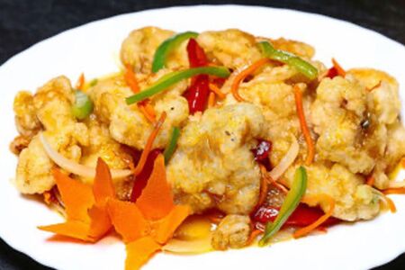 75 Палтус жареный кусочками под соевым соусе