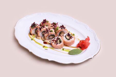 Лосось татаки с креветкой темпура