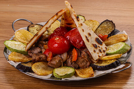 Садж-кебаб из домашних цыплят (на 2 персоны)