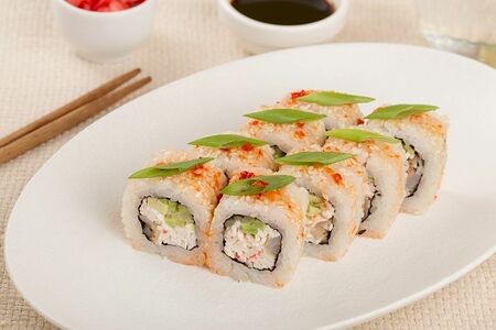Ролл Сансет с крабом и креветкой