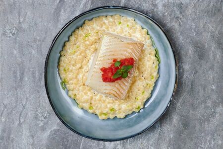 Палтус с пастой птитим