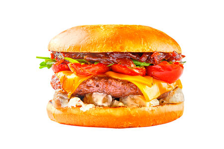 Чизбургер с мраморной телятиной и грибным соусом (king size)