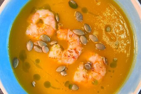 Тыквенный суп с креветками