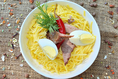 Макароны с говядиной