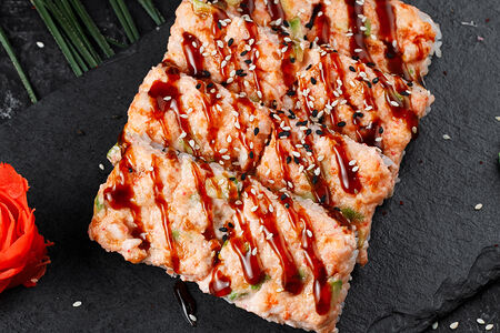 Суши-пицца с лососем