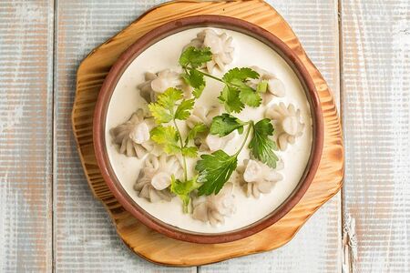 Патара хинкали в сливочно-горчичном соусе