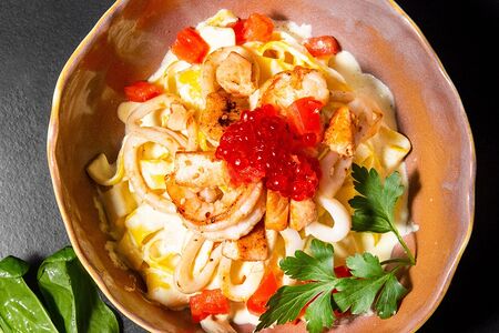 Паста Феттуччине с морепродуктами