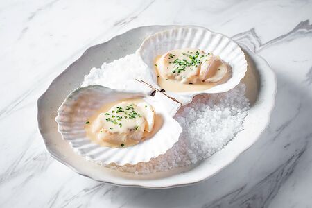 Морские гребешки с соусом белое вино