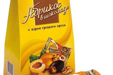 Конфеты абрикос в шоколаде с грецким орехом Самарский Кондитер 155 г
