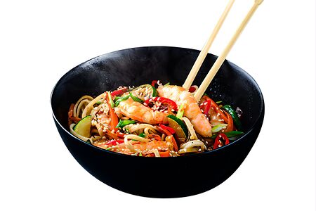 Wok с креветками