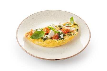 Омлет с томатами, оливками и фетой