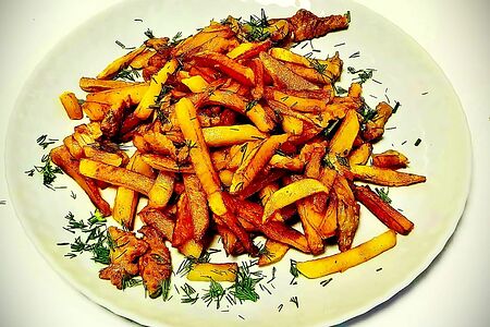 Картофель, жаренный с мясом
