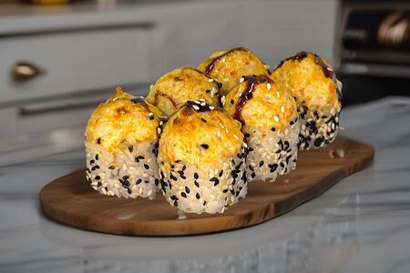 Запечённый ролл с креветками и унаги