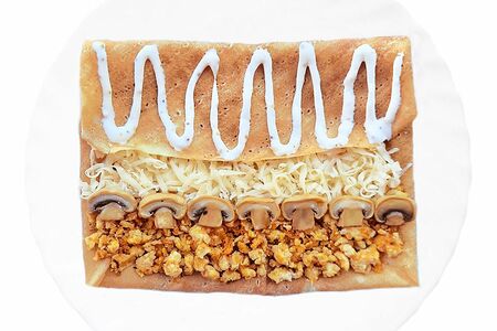 Блин с курицей, грибами и сыром