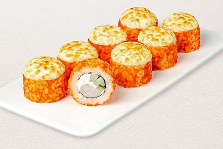 Тигровая креветка с моцареллой запеченный ролл