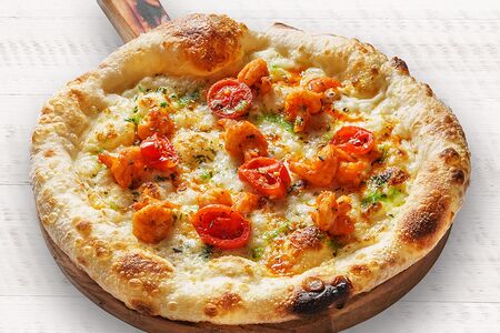 Пицца с креветками кимчи 