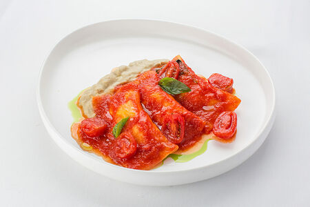 Равиоли, моцарелла, баклажан