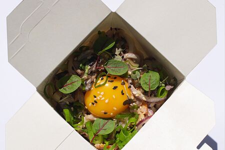 Удон с беконом и грибами