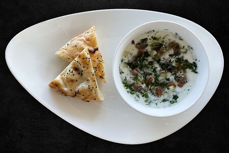 Окрошка с говядиной и айран