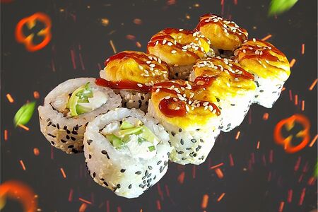 Калифорния с креветкой запеченная