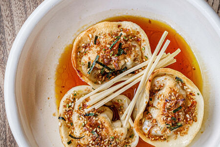 Корейские пельмени с креветками