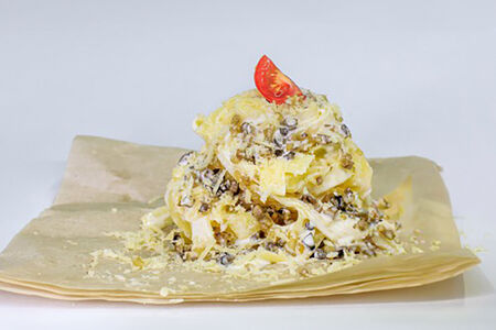 Паста с беконом и грибами