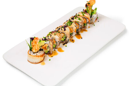 Ролл с угрем и креветкой темпура